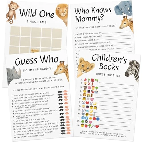 Safari Baby Shower Game Set - 60 pieces