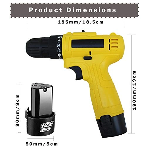 Cordless Screwdriver - 12V 10mm + Battery - 1200 mAh + Charging Adapter + Polishing Pad kit - 5 inch