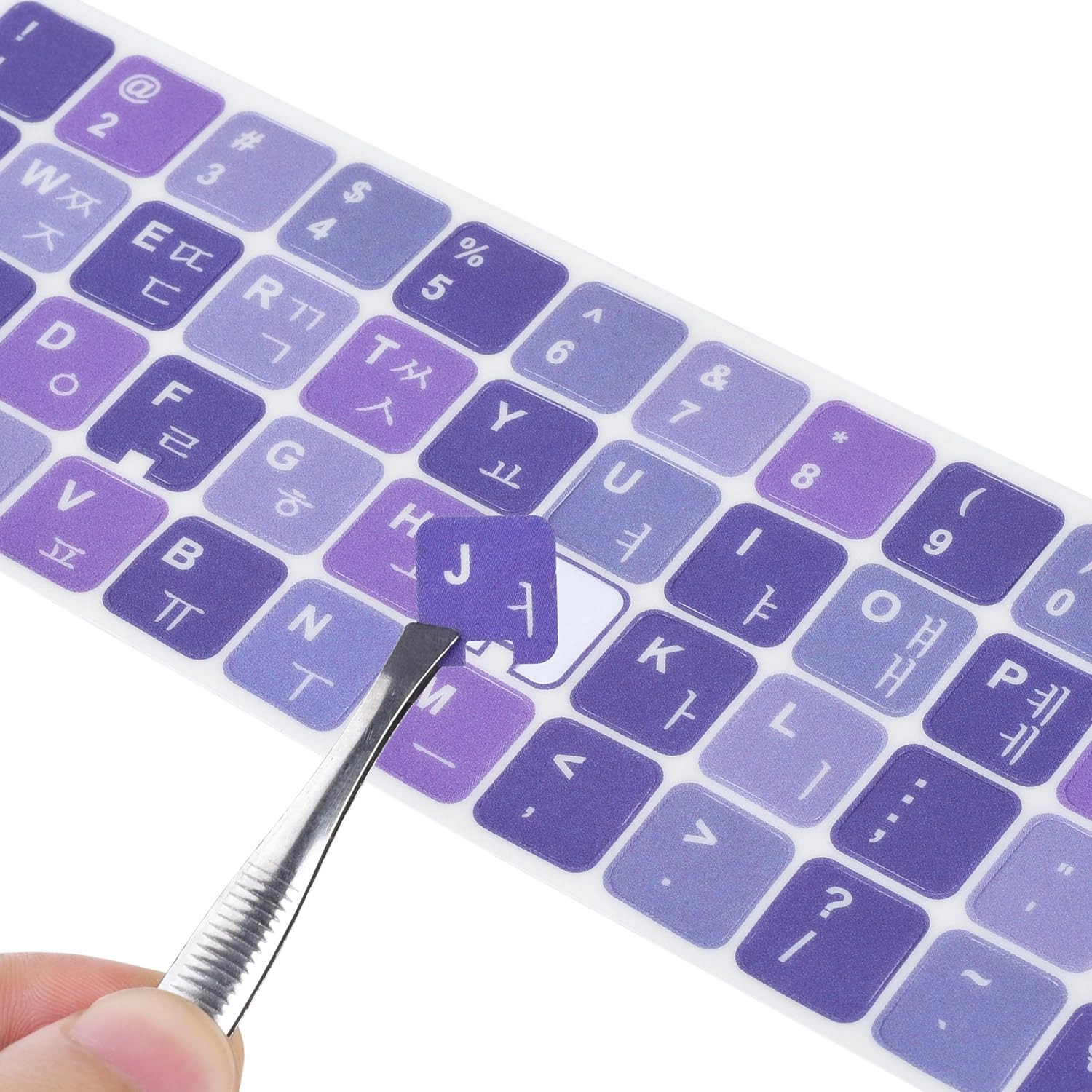 Korean Keyboard Sticker - Korean-English + Tweezers