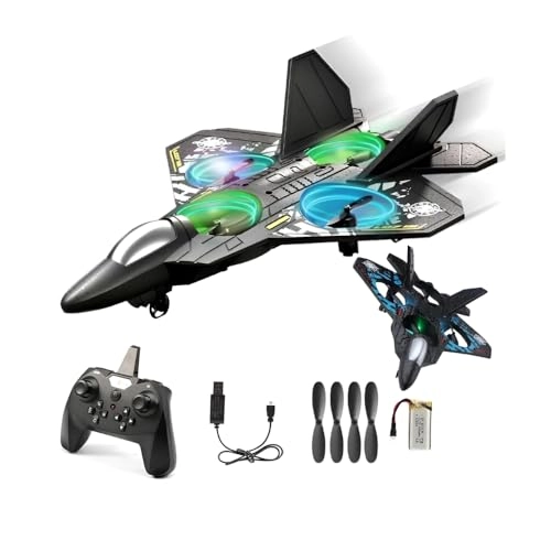 RC Fighter Jet Drone - LED Lights 3-Speed Headless Mode