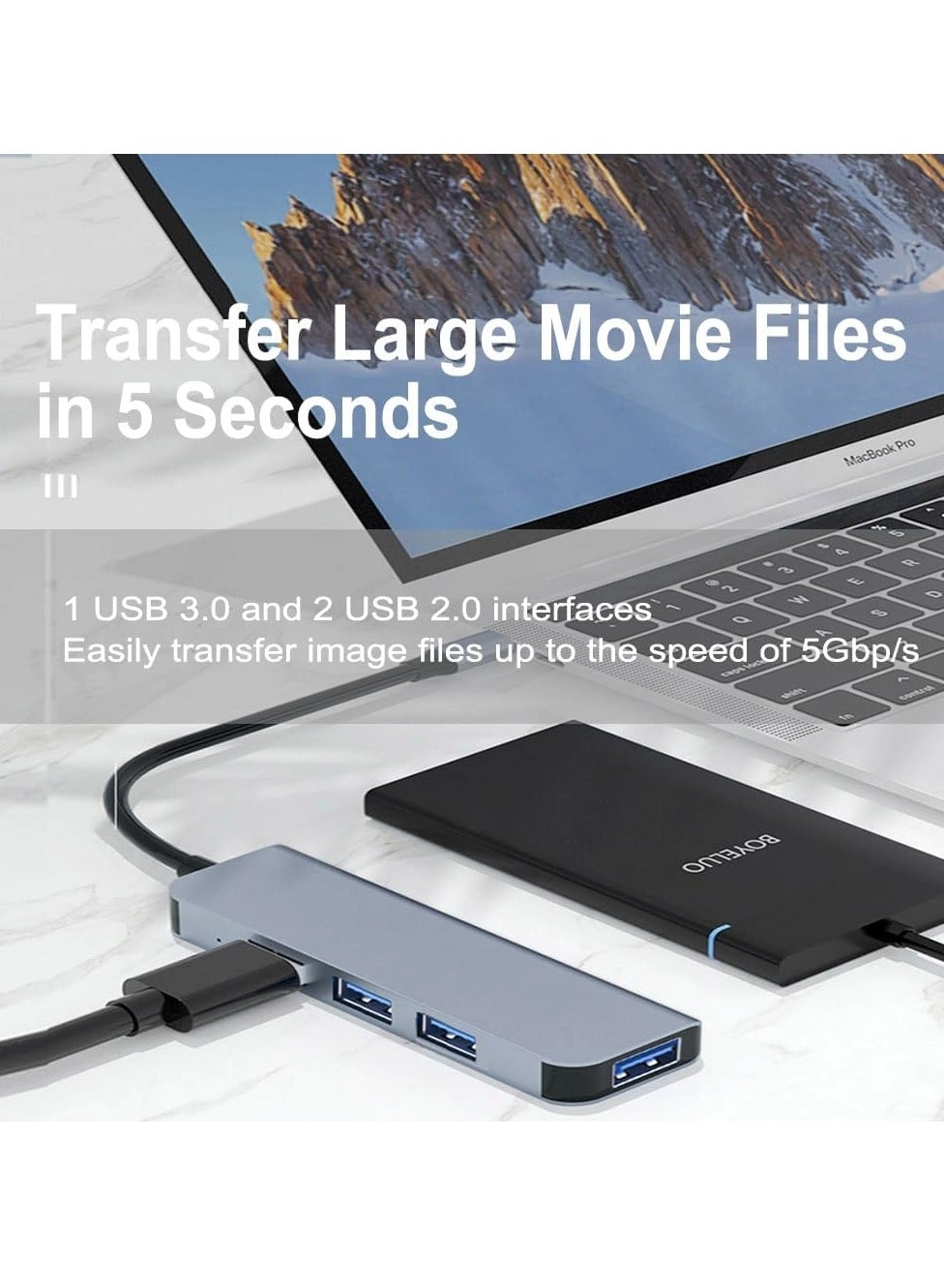 USB C Hub 4-in-1 Multiport Adapter