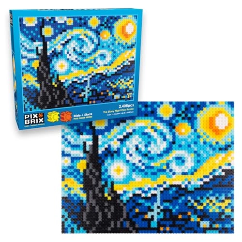 Starry Night Pixel Art Puzzle - Building 2408 piece(s)