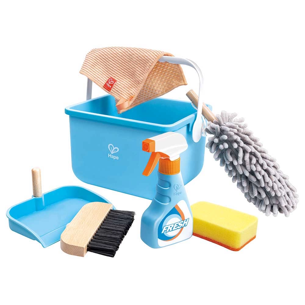 Hape Clean-Up Bucket Playroom Cleaning Playset - 3 years+ 7 pieces