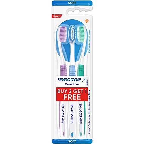 Tooth Brush Sensitive - Soft 3-Piece Pack Multi colors