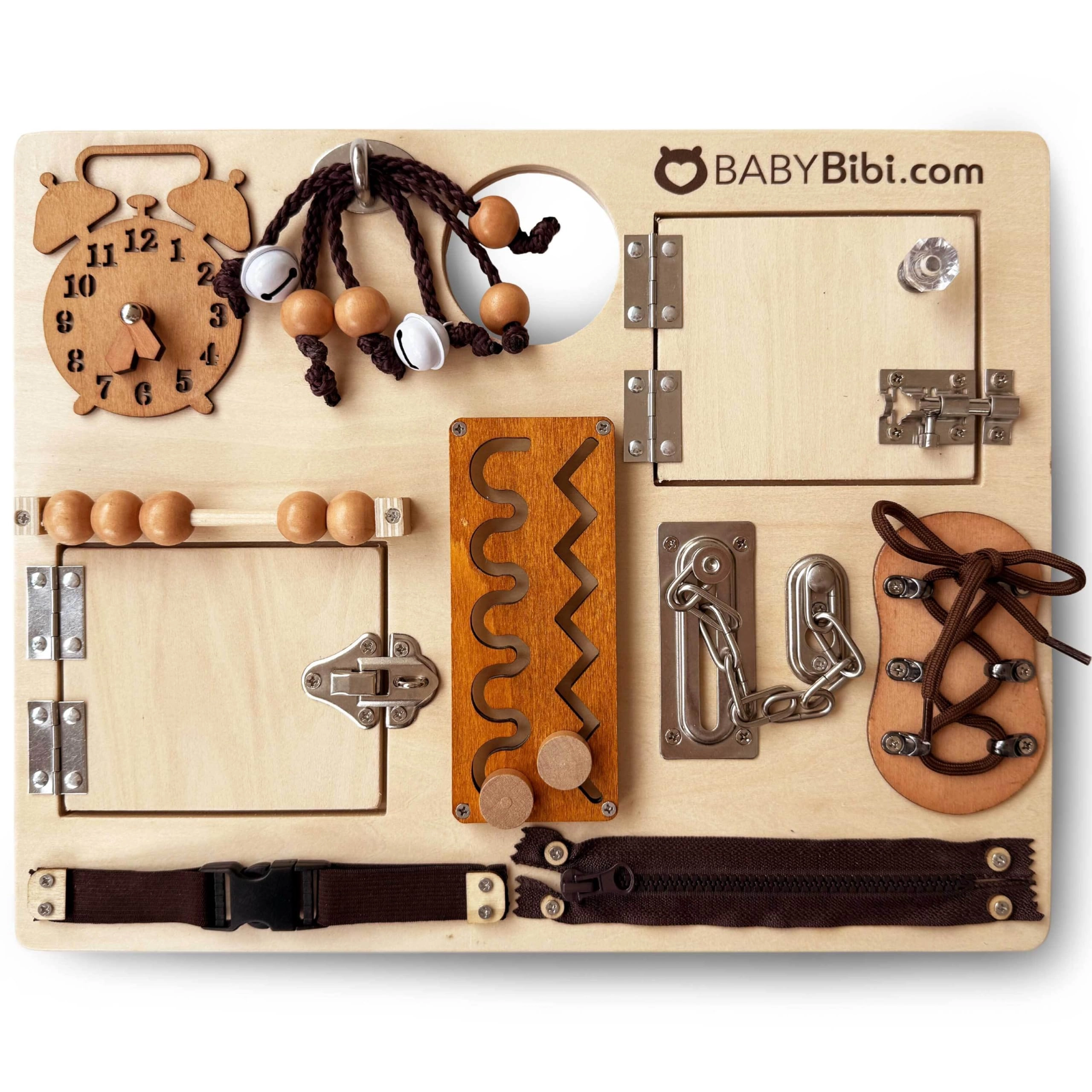 BabyBibi Wooden Busy Board Plane Essentials - 36 months - 8 years 10 pieces