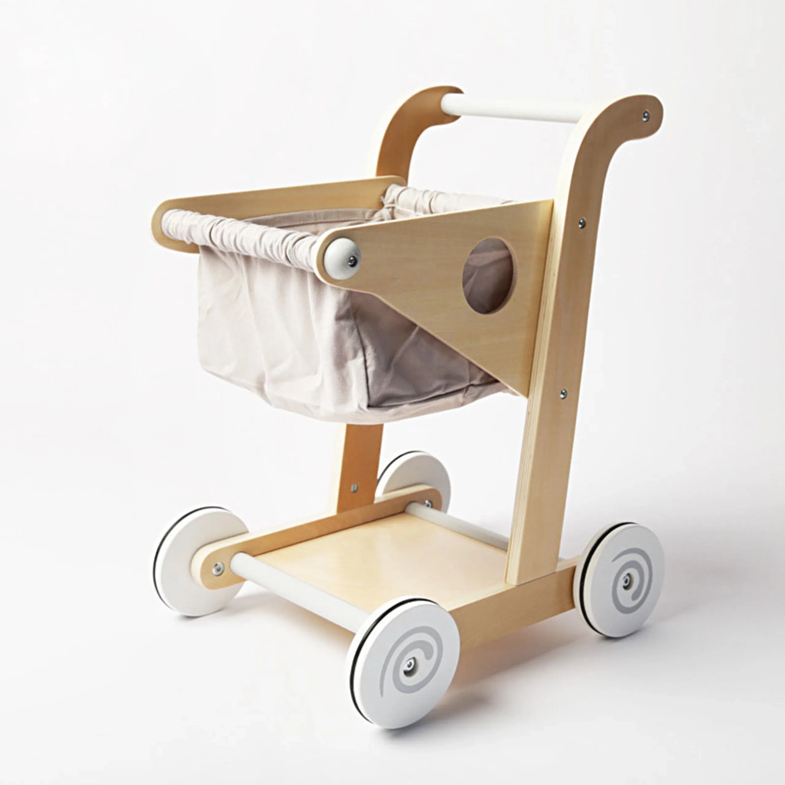 Ella Kids Wooden Shopping Trolley - Washable Cart 38 x 45 x 49 cm