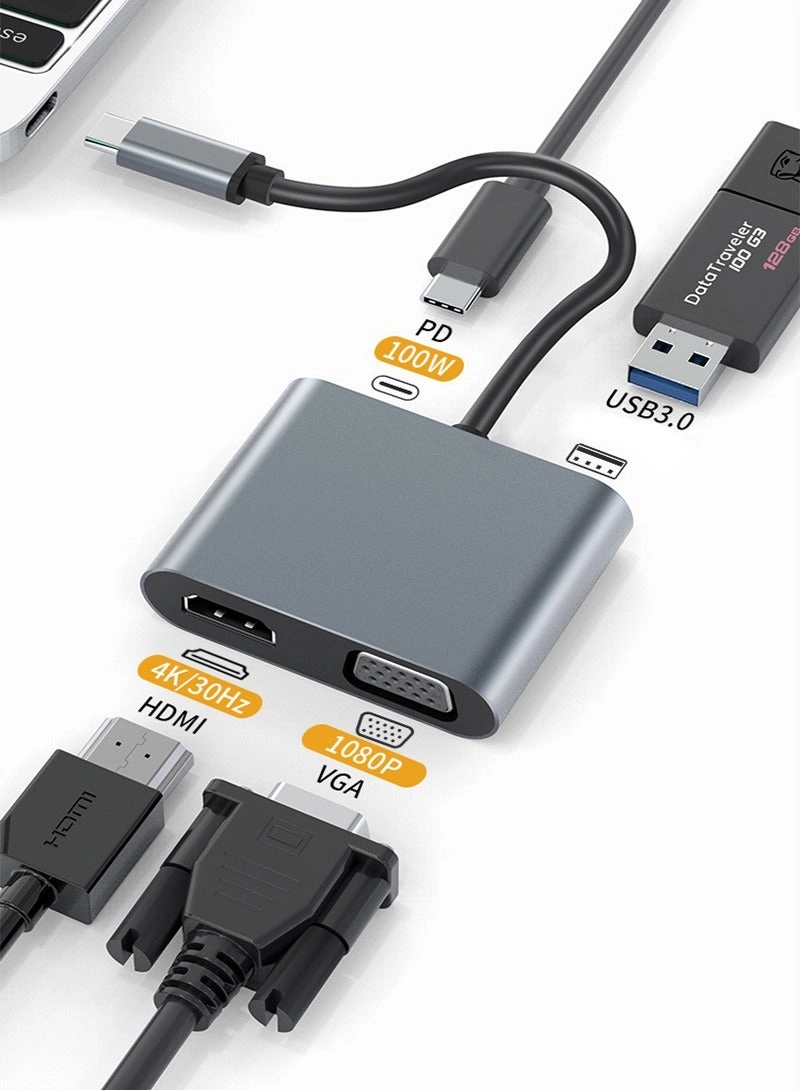 Super ZYouth USB C Hub Adapter - 4K HDMI 1080P VGA 100W PD Charging