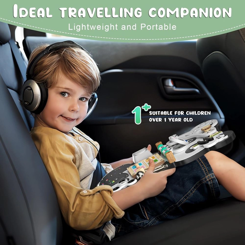 Wooden Panda Busy Board - 3 + 9-in-1