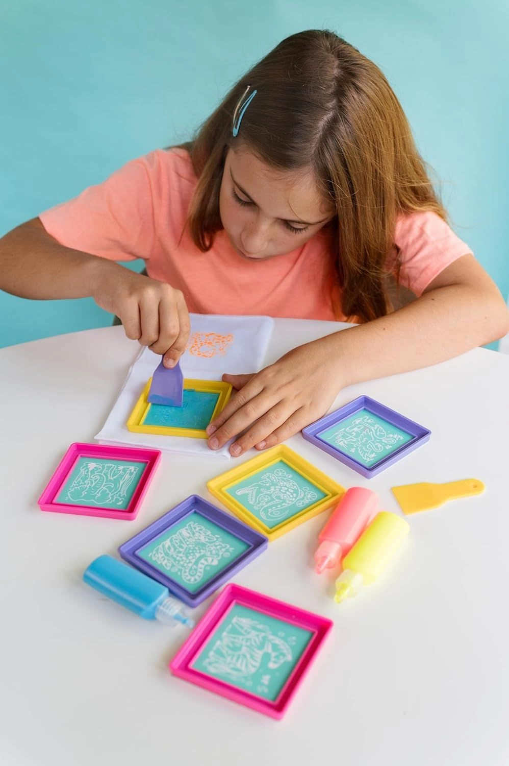 KidzMaker Easy-To-Do Screen Printing Craft Kit - Safari Animals 50x50 cm