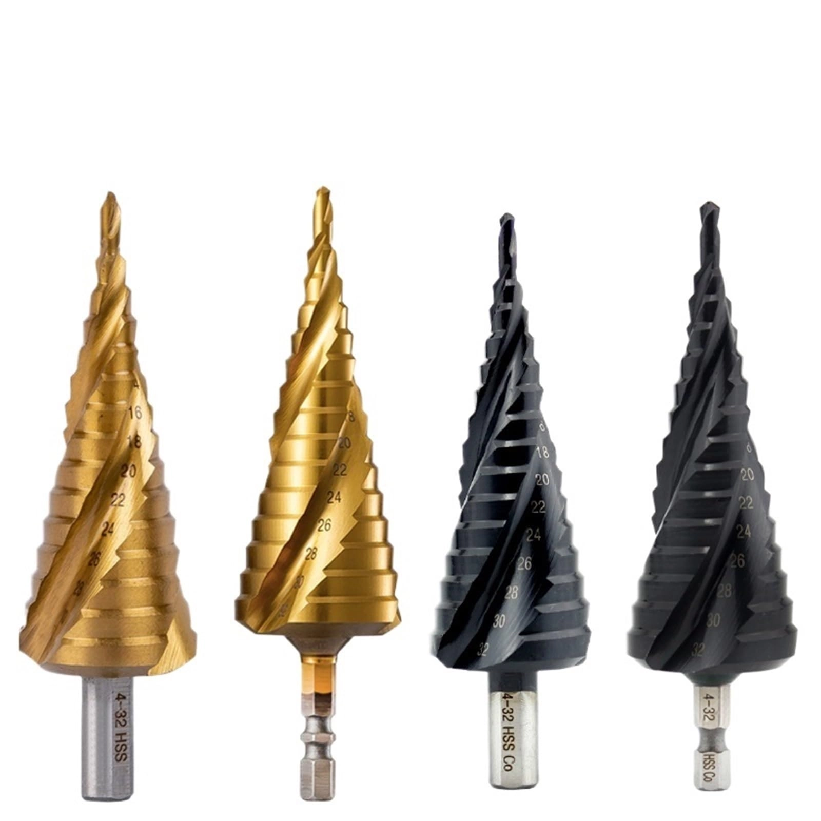Cobalt Cone Step Drill Bit - Cobalt 1 Piece 3-12/3-14/4-12/4-20/4-22/4-25/4-32/5-21/5-27/6-24mm
