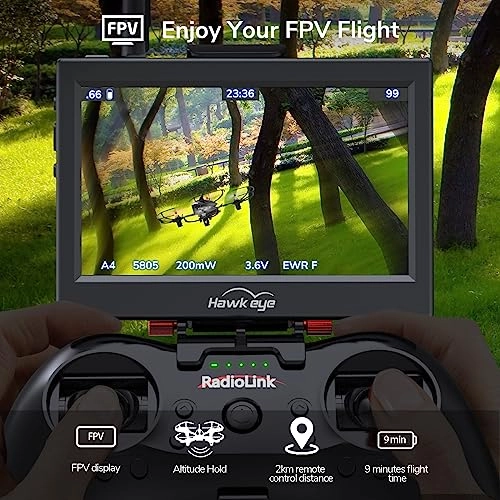 Radiolink F121 FPV Mini RC Drone RTF with Camera for Adult and Kids Beginners, 121mm Brushed RC Quadcopter, 2 Batteries with Carrying Case, 25mW OSD Monitor Racing & Training for UAV Education