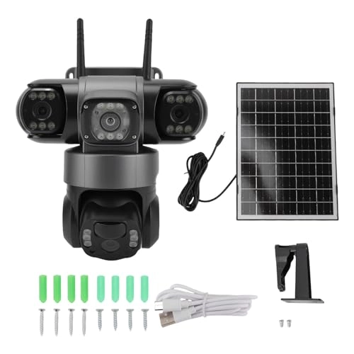 Triple Lens Solar Security Camera 1080p