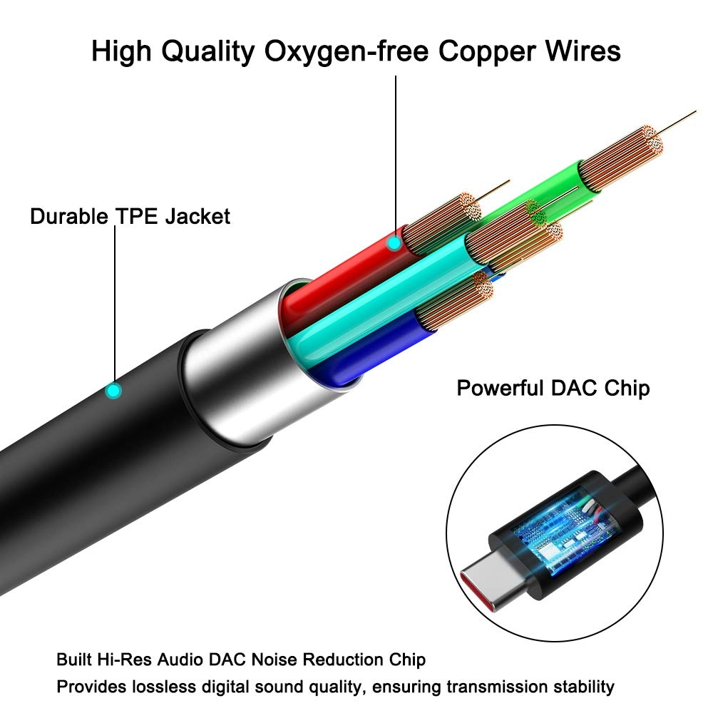 USB C to 3.5mm Aux Jack Cable - 6.6ft