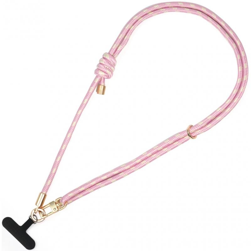 araree Rope Strap Phone Lanyard - Pink/Cream Swivel Carbiner
