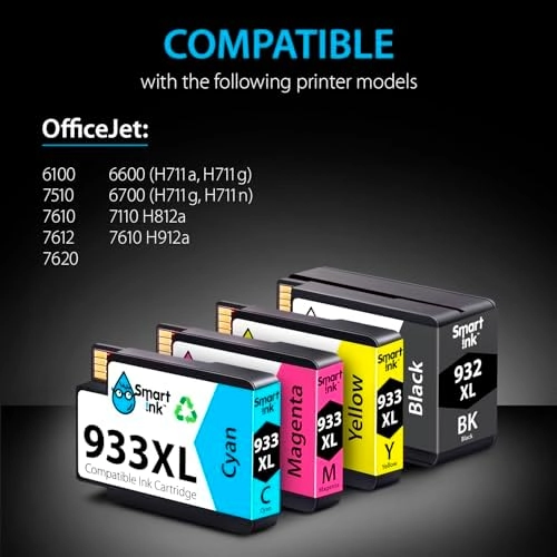 HP 932XL - High Yield Black + 933XL - High Yield Multicolor Compatible 4 Combo Pack