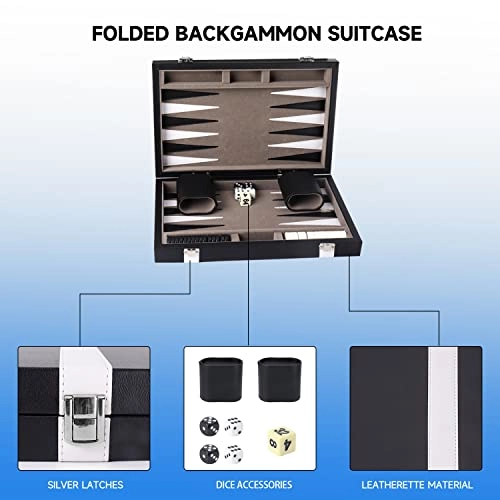 Backgammon - Leather Black&Grey