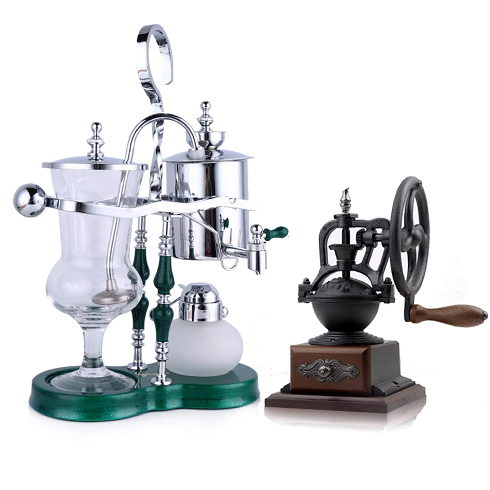 HYQW Siphon Coffee Maker - Adjustable Temperature Belgian Jug Large Handwheel Grinder Vacuum