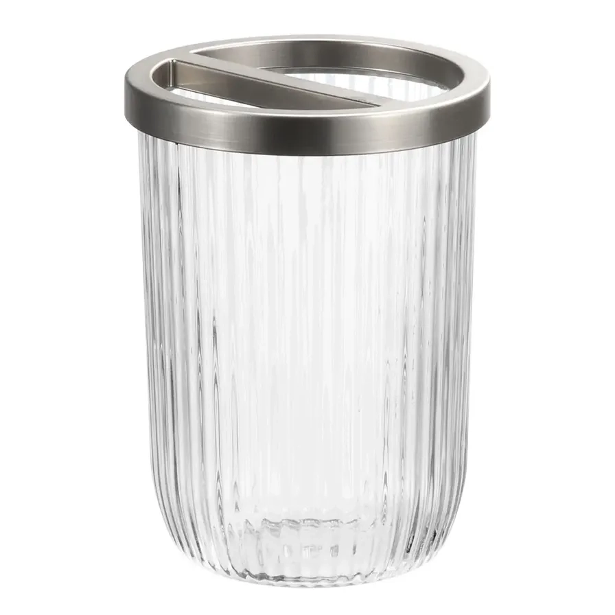 InterDesign Fluted Glass Toothbrush Holder - countertop