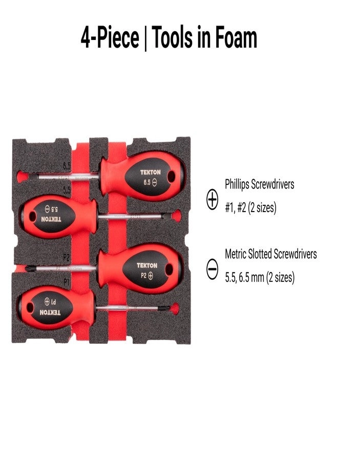 Phillips and Slotted Screwdriver Set (4 Pcs)