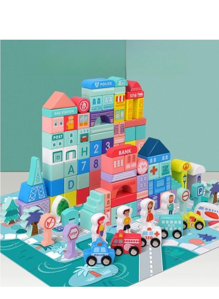 Wooden Building Blocks - Macaron Color 108pcs