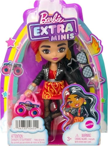 Extra Minis Doll - 5.5 inch Two-tone red and black hair Flame-print dress Ages 3+