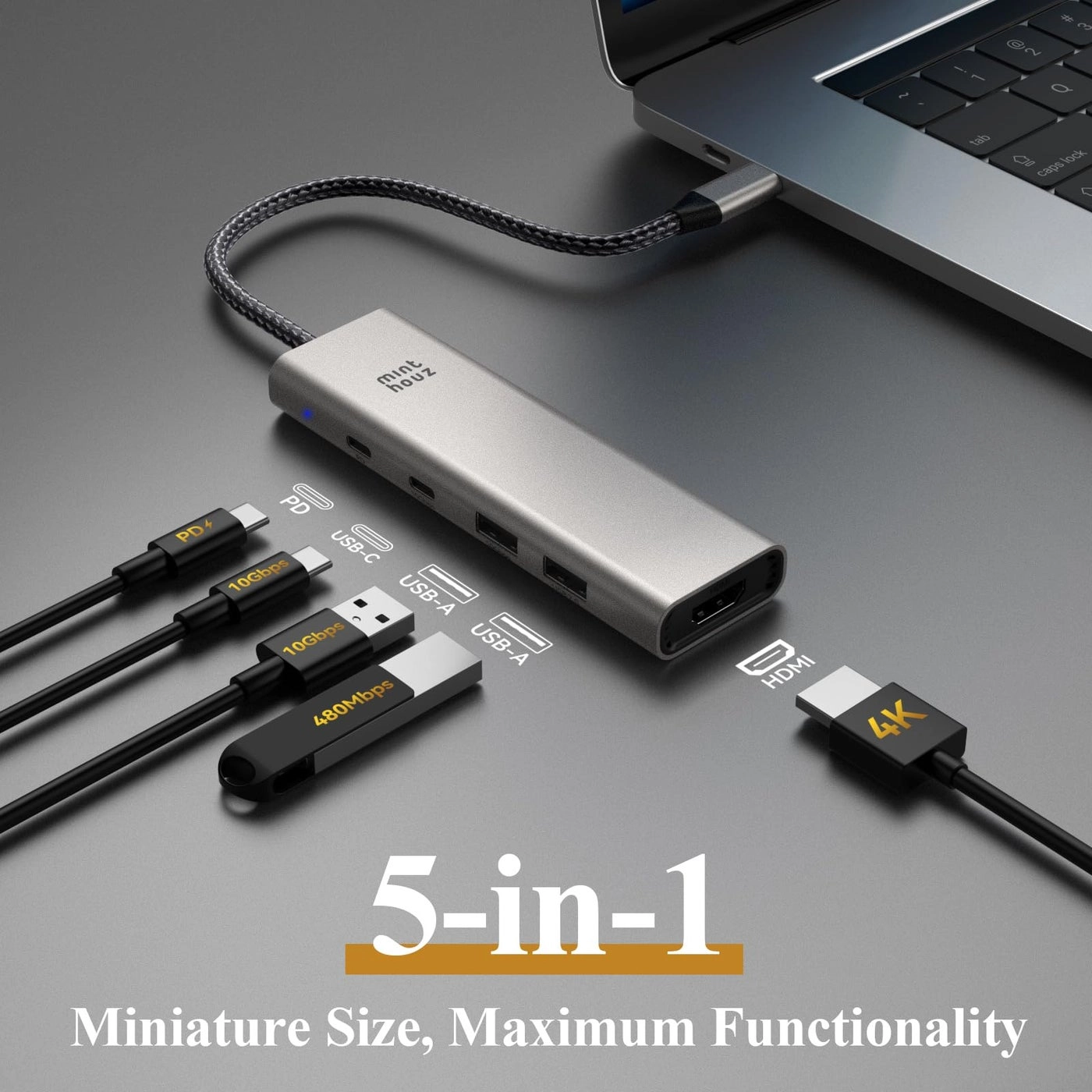 USB C Hub - 5-in-1 4K @60hz 125W PD