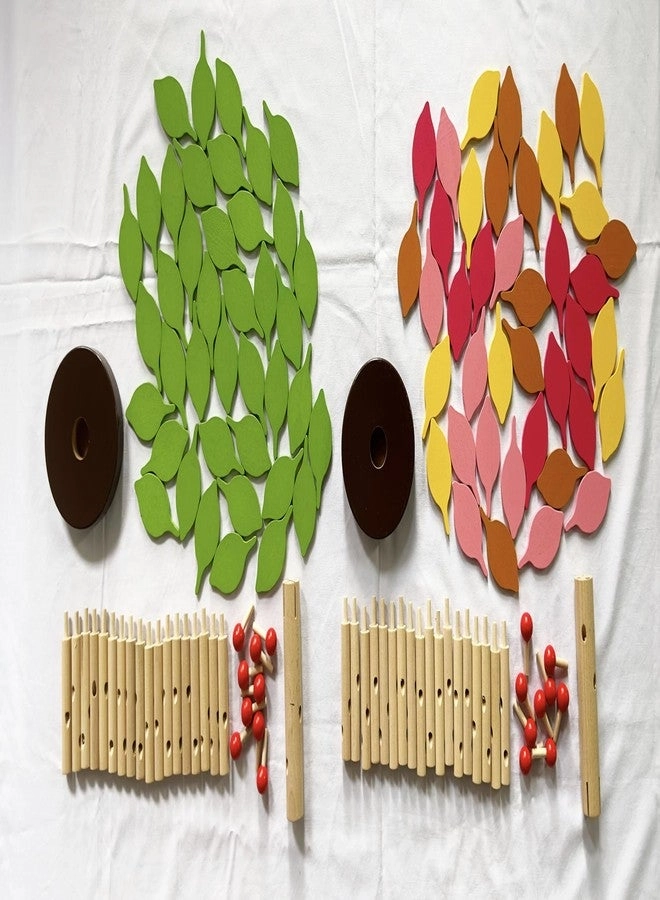 Tree-shaped wooden blocks - 2 pcs Green+Yellow 13.7 inches