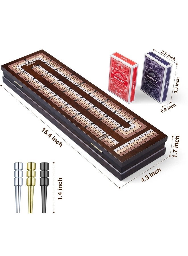 Cribbage Board - Magnetic 3-Track Scoreboard 9 Metal Pegs
