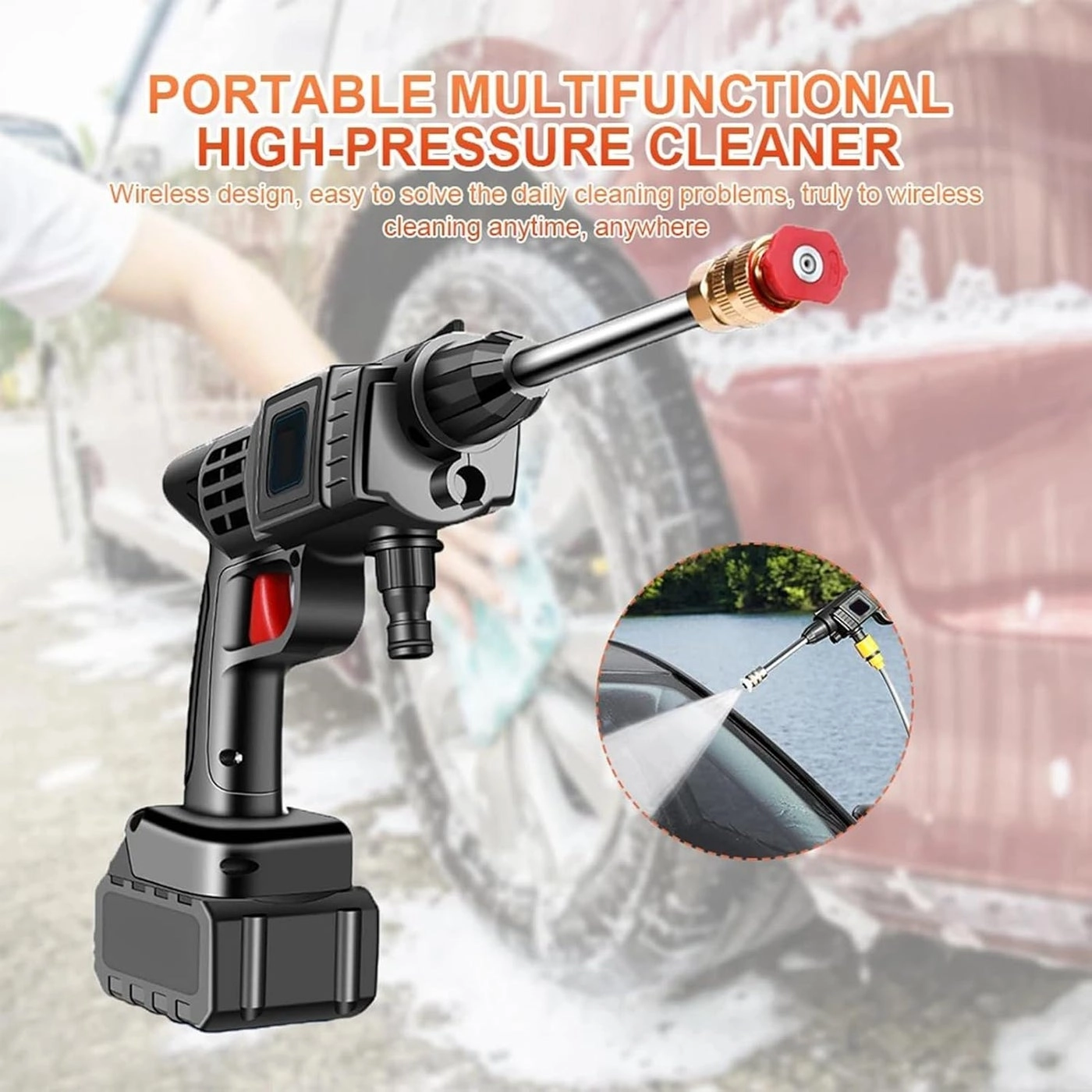 Cordless Electric Pressure Washer - 50Bar 20000mAh Foam Generator