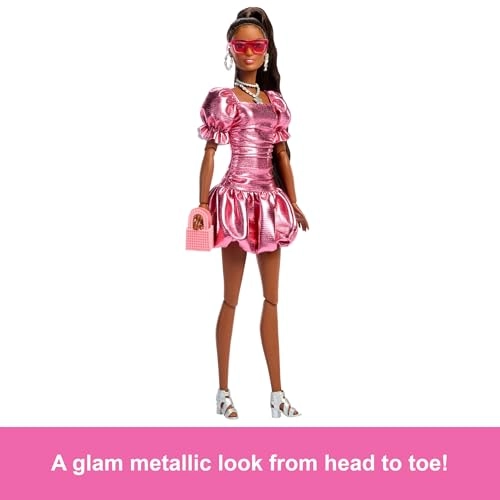 Barbie Deluxe Style - Metallic Coral Pink Dress Black Hair High Pony Ages 4+