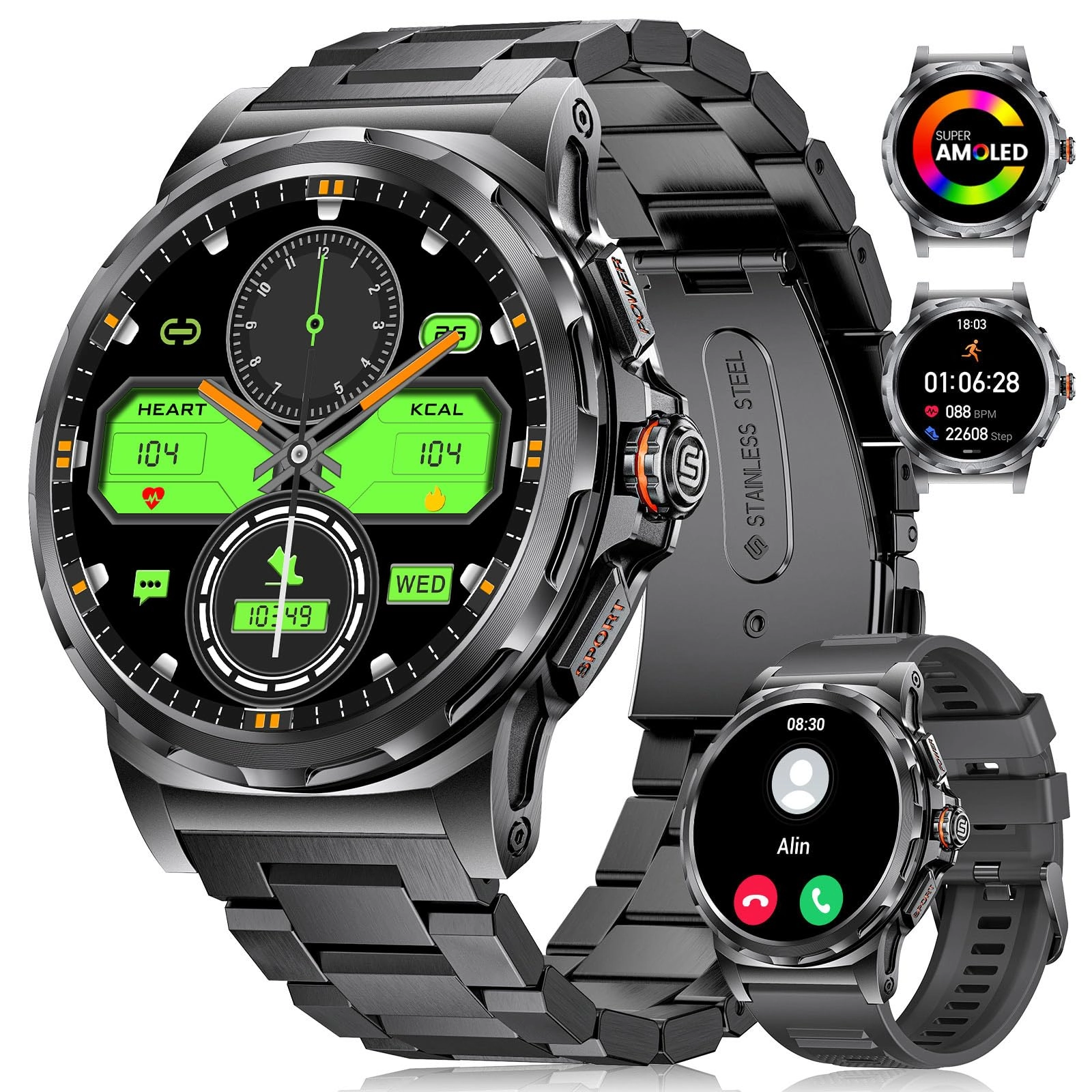 Military Smart Watch - 1.46'' AMOLED 5ATM 120+ Sports Modes