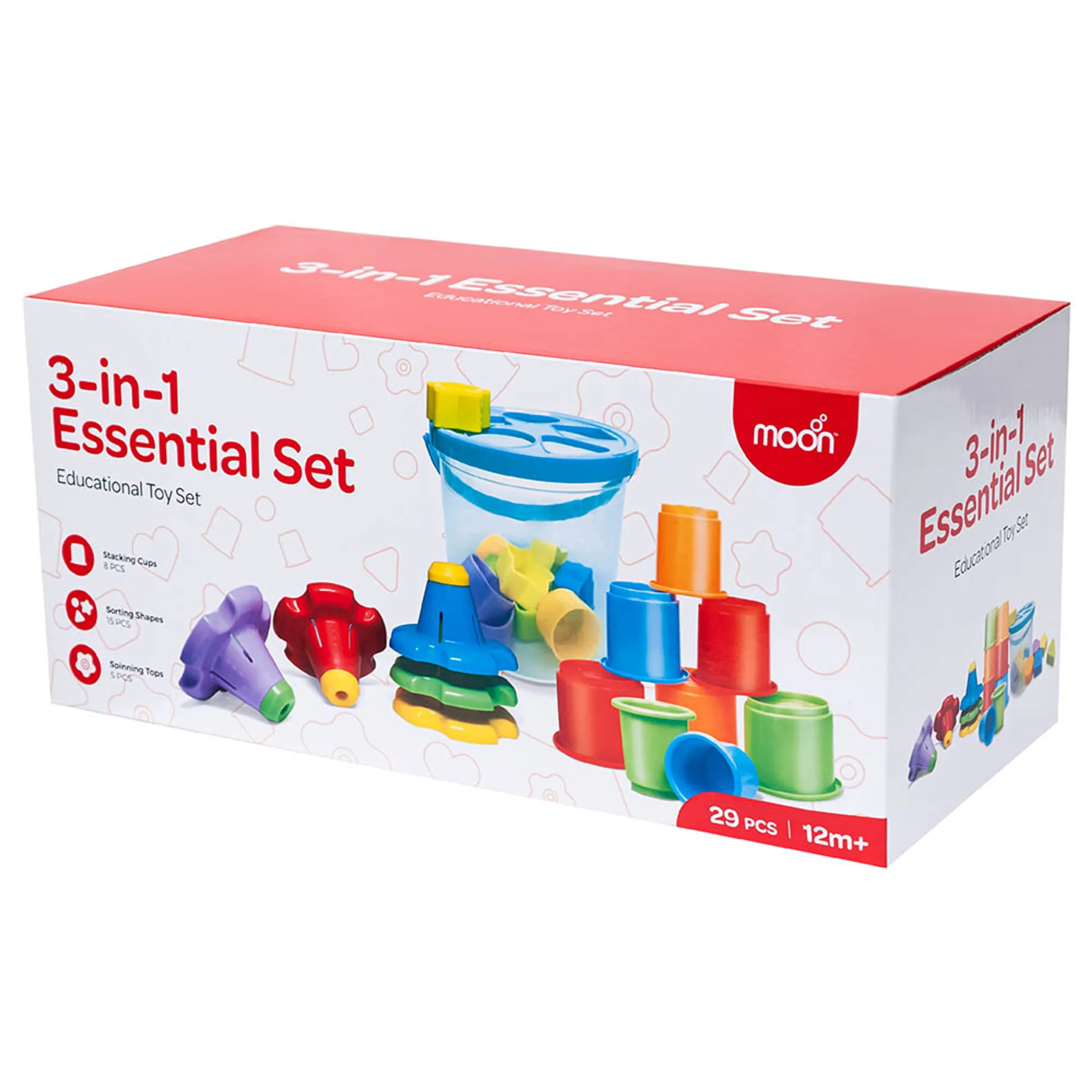 MOON 3 In 1 Educational Sorting And Stacking Game - 1+ 29 Pieces