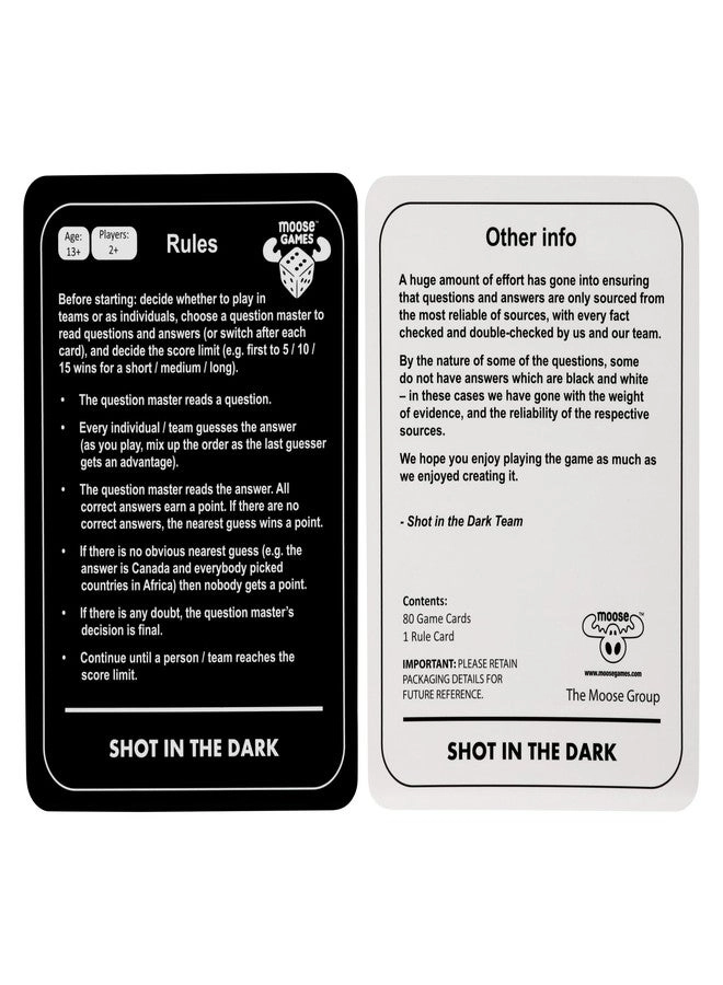 Shot in the Dark - Card Game