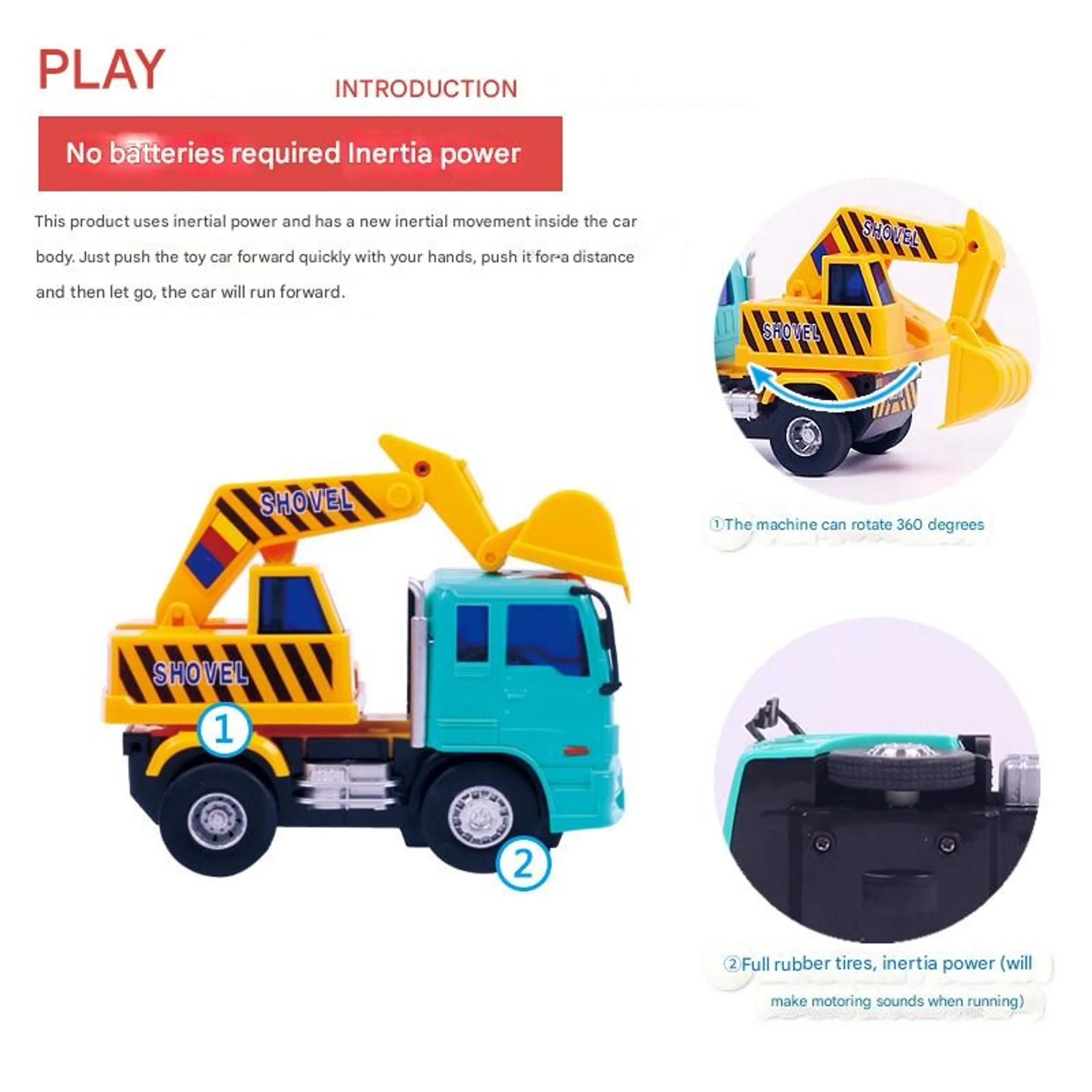 Mini Shovel Push Car Toy - Light Blue 2 years & above