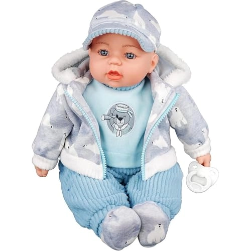 Baby Doll - 46cm Grey With Cap 16 Baby Sounds