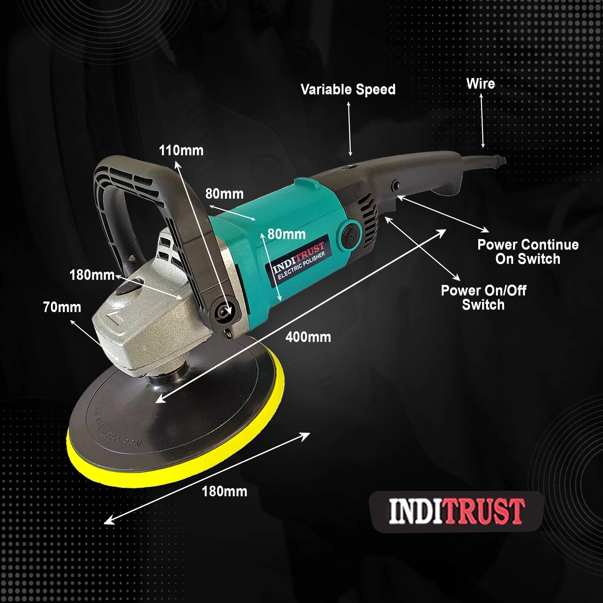 Electric Car Polisher - 1500W 180MM