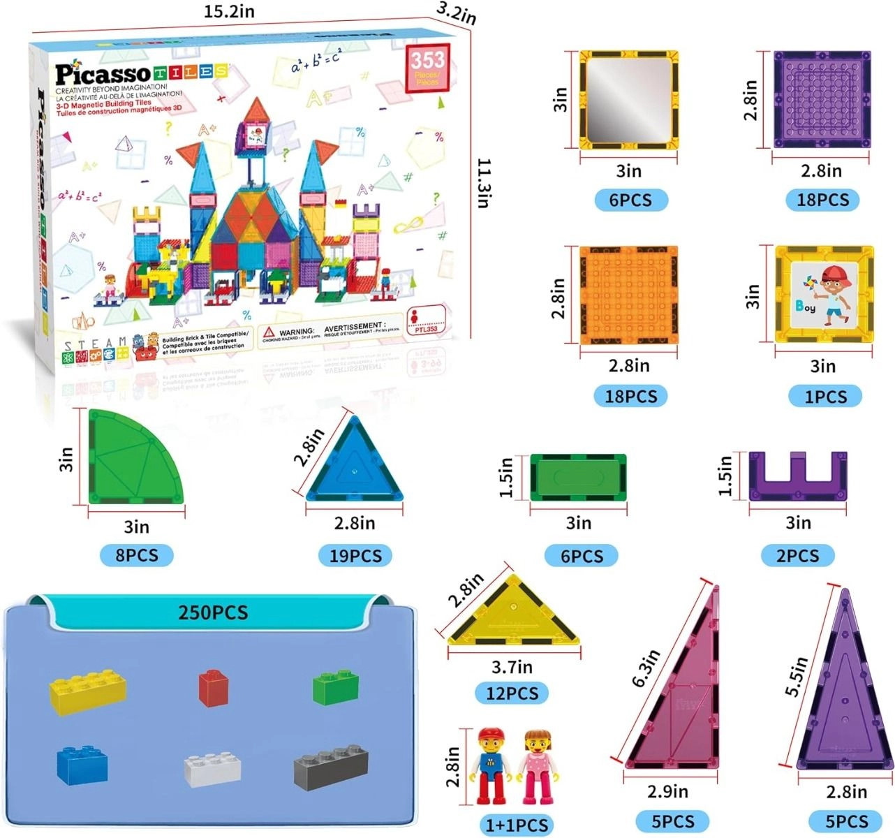 Magnetic Tiles - 353 pcs