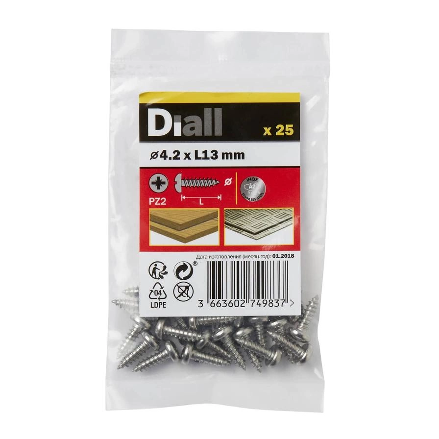 Diall Stainless Steel Self Tapping Screw Pack 4.2mm 13mm