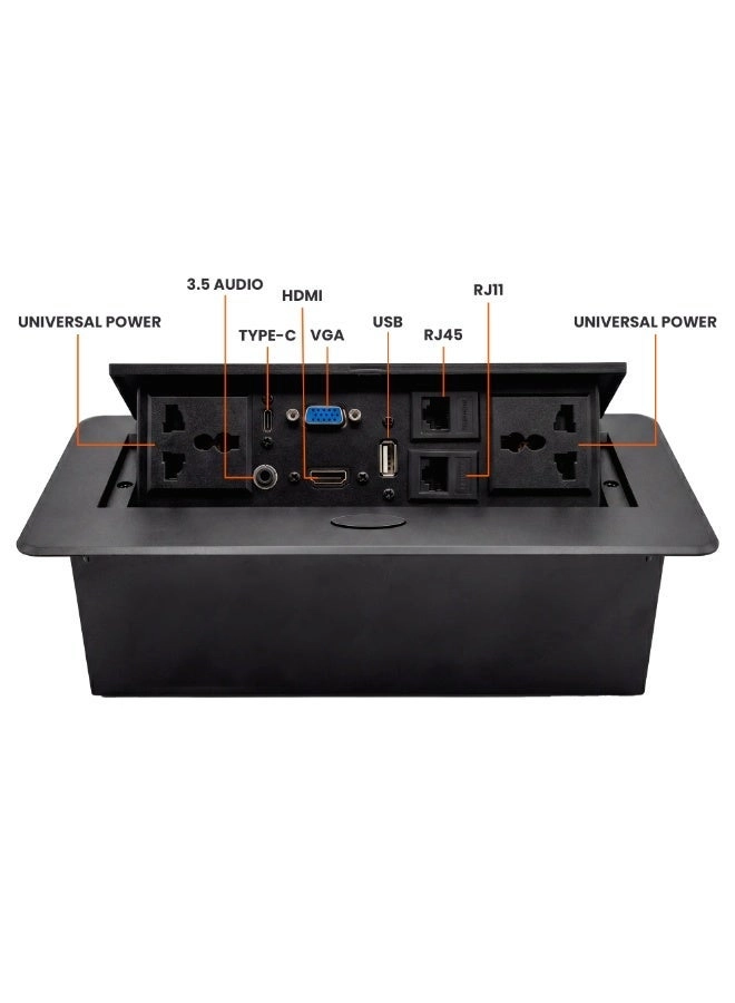 Desktop Power Hub - Pop-Up Cable Management Universal Power