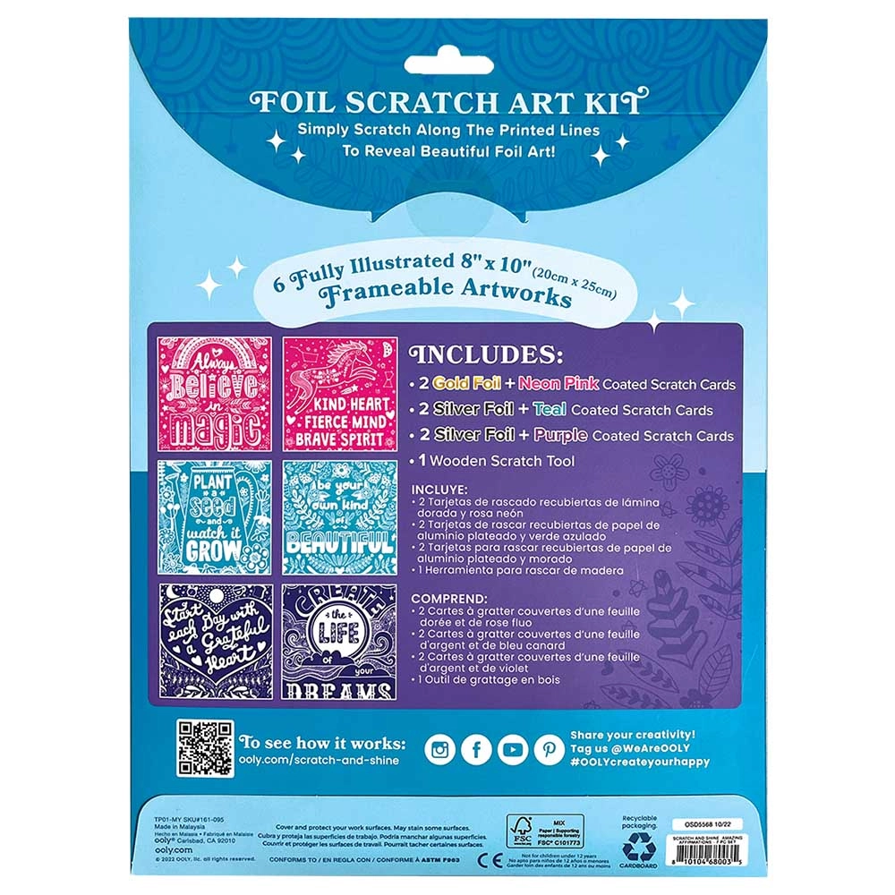 Scratch & Shine Foil Scratch Art Kit Amazing Affirmations - 6+ years