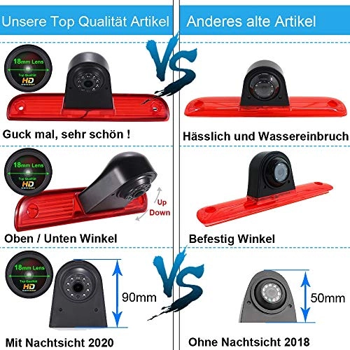 Rear View Mirror Monitor - 4.3 Inch Wired + Brake Light Camera - 1280 x 720 Night vision