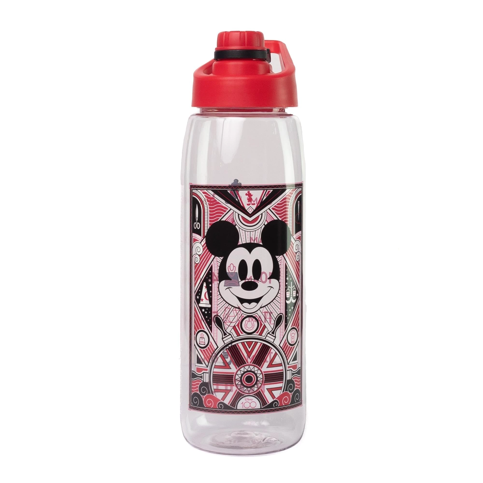 Silver Buffalo Disney 100 Mickey Ships Wheel And Icons Water Bottle - Screw Lid