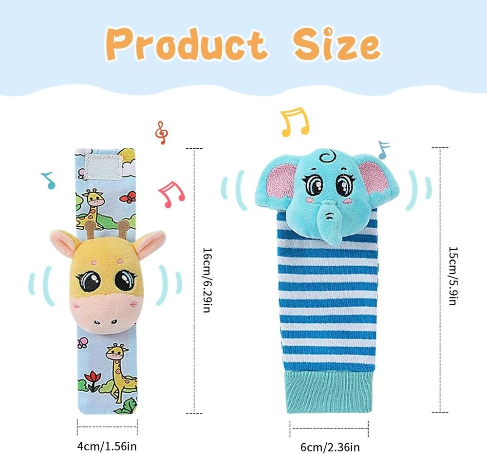 Wrist Rattle & Foot Finder Socks - 1+ Animal designs