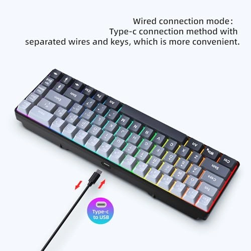 68 Key RGB Mechanical Gaming Keyboard - Wired/Wireless