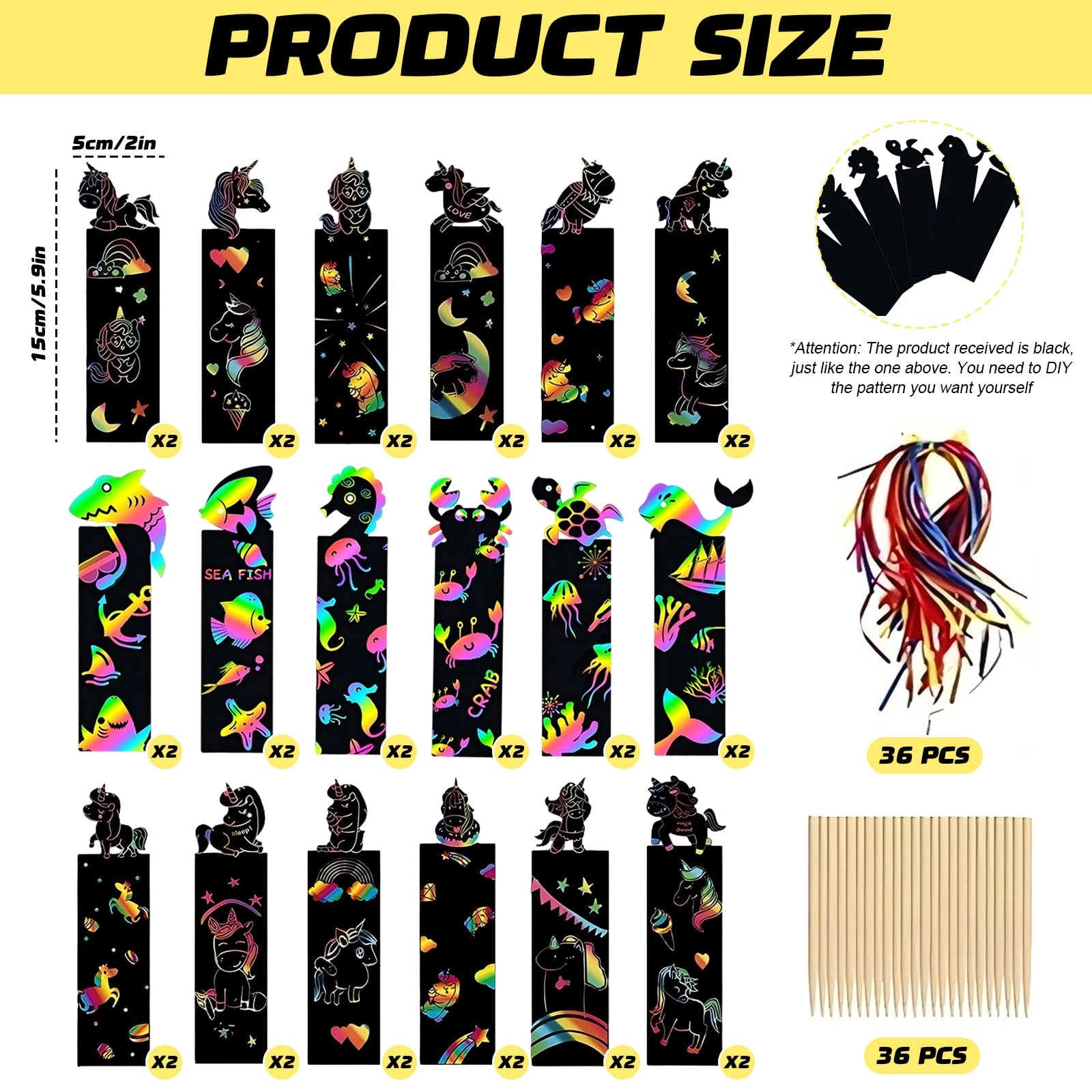 Scratch Art Bookmark - 36Pcs/40Pcs