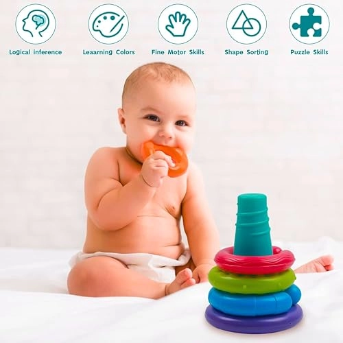 Rainbow Stacking Rings - 6-12-18 months 7 pcs