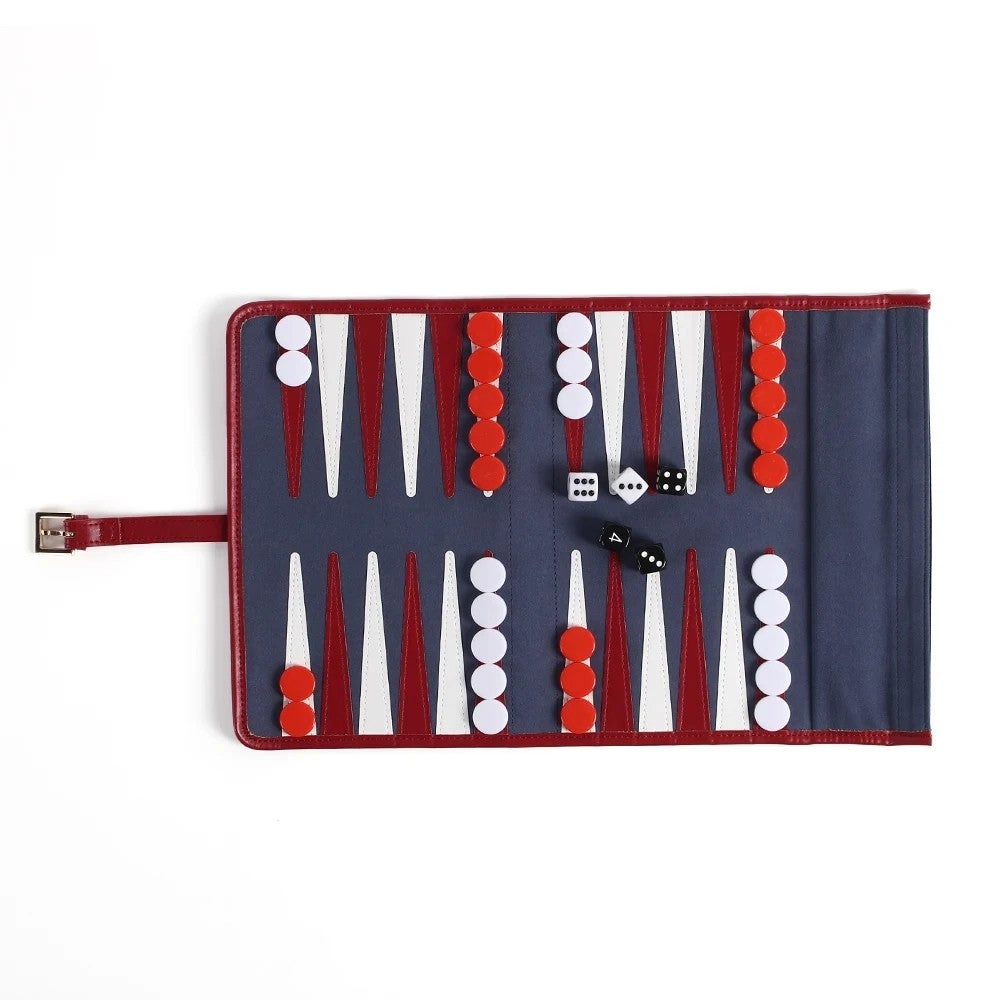 Bluejw Backgammon Set - Travel Leather Roll-Up