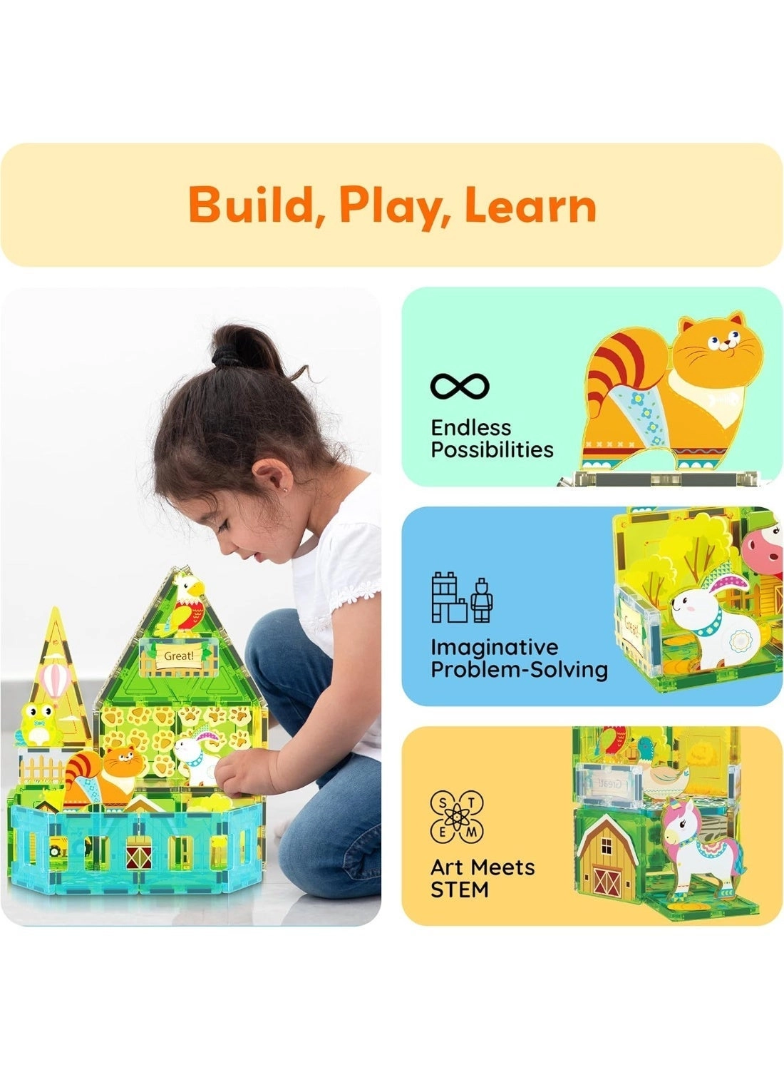 Magnetic Tiles Building Toy Set - Farm Animal 26 pcs