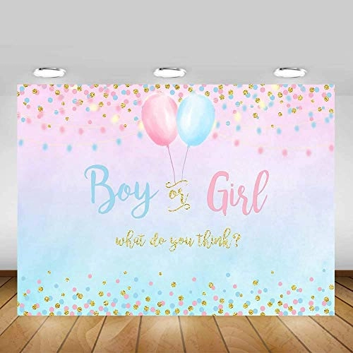 Gender Reveal Decoration - 7x5ft Vinyl Blue or Pink Dots