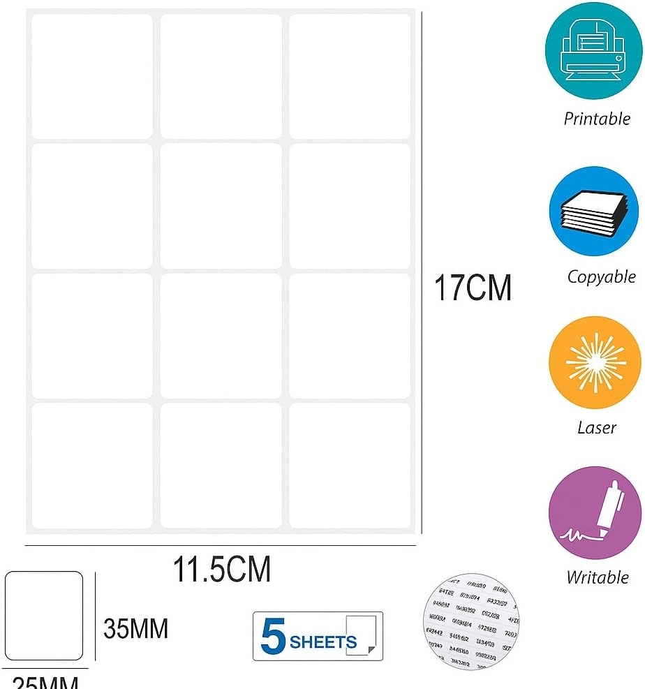 Adhesive Labels - 5 Sheets 35x40mm